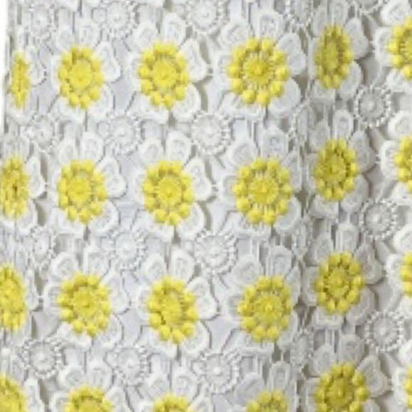 J.Crew Dress Crochet Lace Embroidered Shift White Yellow Daisy Floral Women’s 6 - Picture 10 of 13